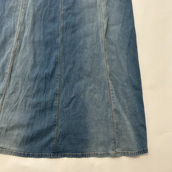 Soft Surroundings Denim Skirt Womens sz Medium Tall Blue Jean Maxi Western 43636 - Picture 10 of 14
